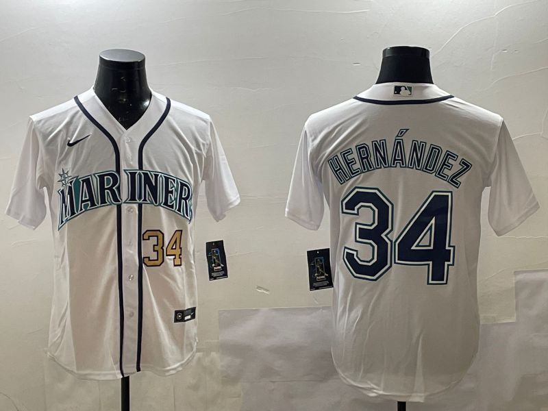 Men Seattle Mariners #34 Hernandez White Game 2025 Nike MLB Jersey style 1->seattle mariners->MLB Jersey